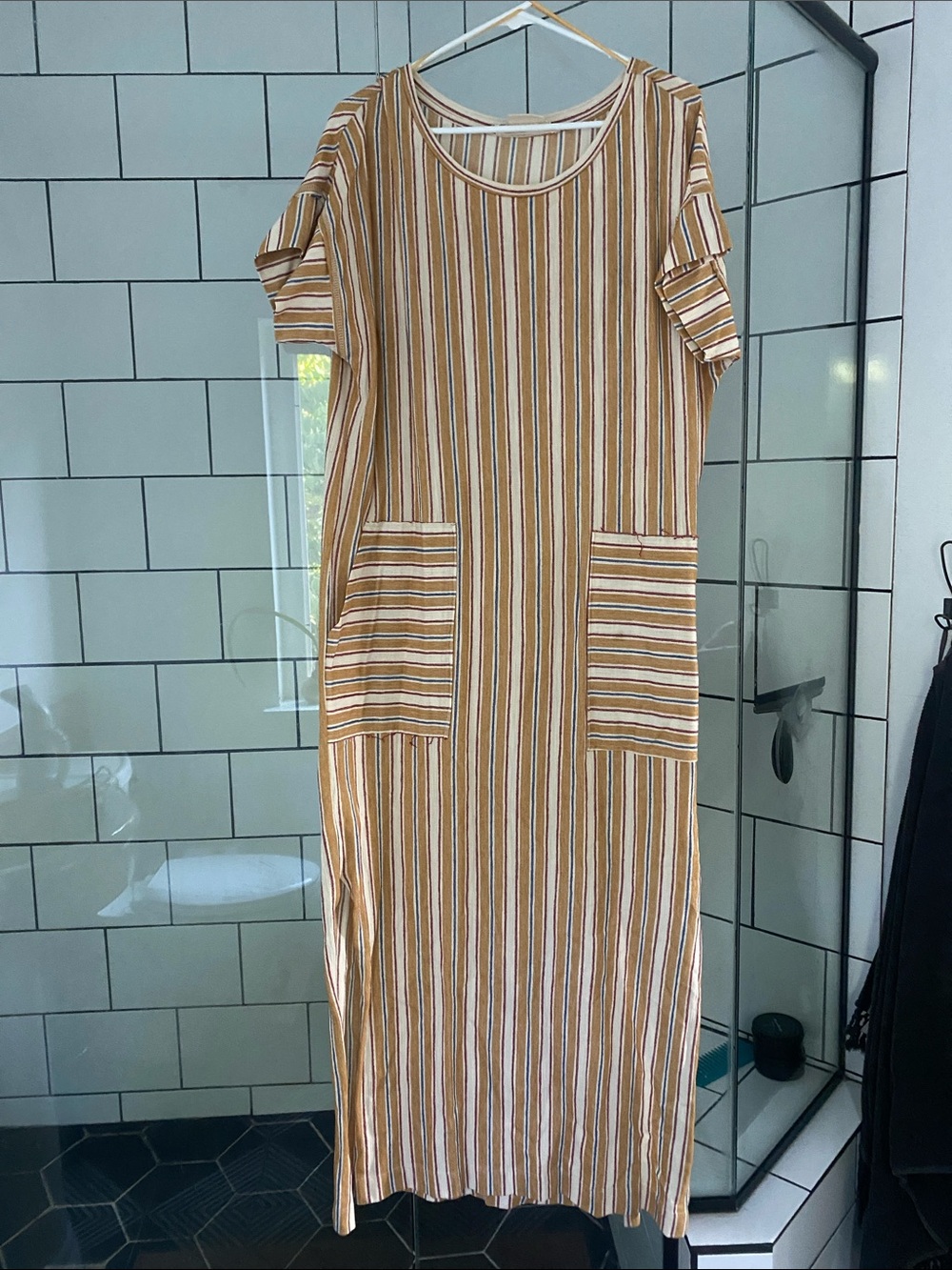 Free People Striped Maxi Dress in Tan and Cream